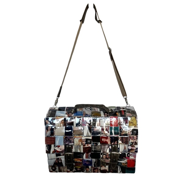 Designer Travel Weekend Bag/Large Tote Artisan Laminated Recycled Magazines - Picture 4 of 16